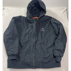 VTG Blue Detroit Style Jacket Mens 2XL Duck Canvas  Hooded Quilt Lined Work